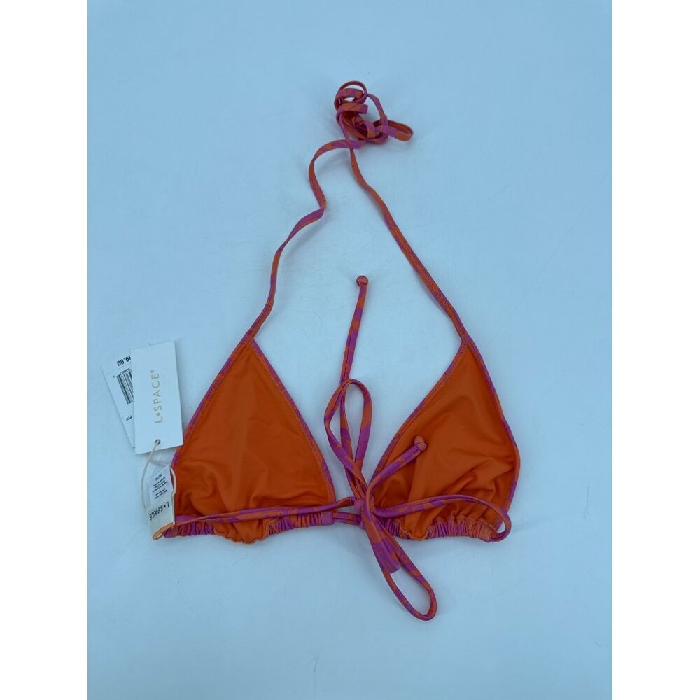 L Space Aspen Top Bikini Triangle Swimwear Medium Orange/Pink - Picture 4 of 6